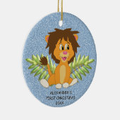 Niedlich Baby's First Christmas Boy Lion Keramik Ornament (Rechts)