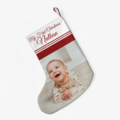 Niedlich Baby's First Christmas Foto Kleiner Weihnachtsstrumpf (Rückseite (Hängend))