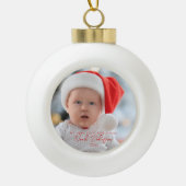 Niedlich Baby's First Christmas Foto White Keramik Kugel-Ornament (Vorderseite)
