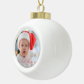 Niedlich Baby's First Christmas Foto White Keramik Kugel-Ornament (Rechts)