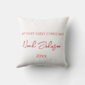 Niedlich Baby's First Christmas Foto White Kissen (Rückseite)