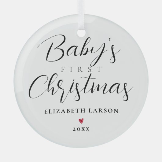 Niedlich Baby's First Christmas Individuelle Name  Ornament Aus Glas (Vorderseite)