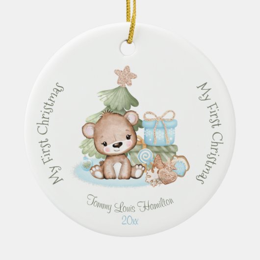 Niedlich Baby's First Christmas Ornament Keramik (Vorne)