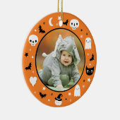 Niedlich Baby's First Halloween Foto Ornament (Rechts)