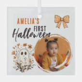 Niedlich Baby's First Halloween Ghost Foto Ornament Aus Glas (Vorderseite)