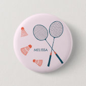 Niedlich Badminton Birdie Racquet CUSTOM Retro Button (Vorderseite)