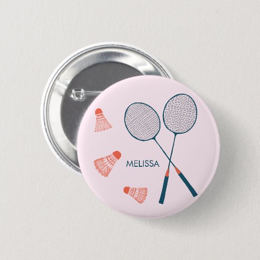 Niedlich Badminton Birdie Racquet CUSTOM Retro Button (Vorne & Hinten)
