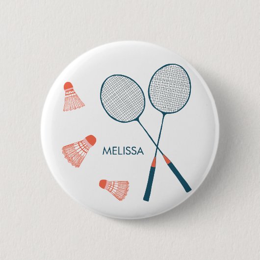 Niedlich Badminton Birdie Racquet CUSTOM Retro Button (Vorderseite)
