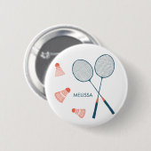 Niedlich Badminton Birdie Racquet CUSTOM Retro Button (Vorne & Hinten)