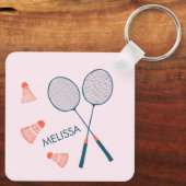 Niedlich Badminton Birdie Racquet CUSTOM Retro Schlüsselanhänger (Rückseite)