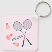 Niedlich Badminton Birdie Racquet CUSTOM Retro Schlüsselanhänger (Rückseite)