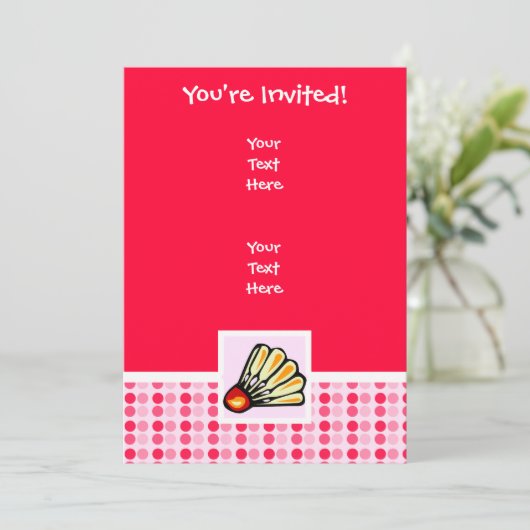 Niedlich Badminton Einladung (Stehend Vorderseite)