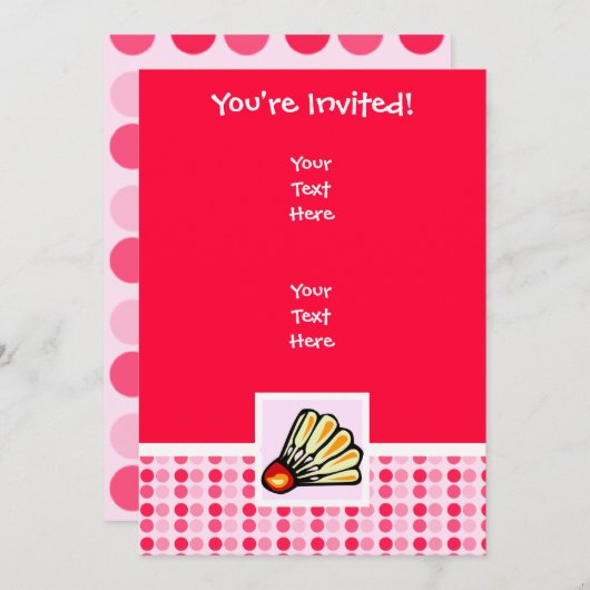 Niedlich Badminton Einladung (Vorne/Hinten)