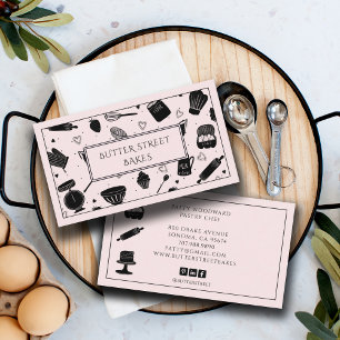 Niedlich Baker Konditorei Koch Backutensien Pink S Visitenkarte