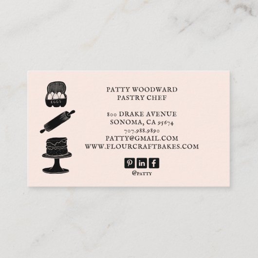 Niedlich Baker Konditorei Koch Backutensien Pink S Visitenkarte (Rückseite)
