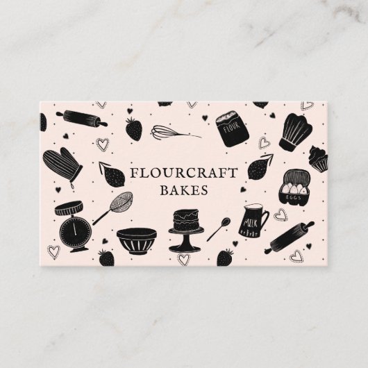 Niedlich Baker Konditorei Koch Backutensien Pink S Visitenkarte (Vorderseite)