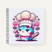 Niedlich Baker Konditorei Koch Katzenkätzchen mit Notizblock (Vorderseite)