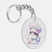 Niedlich Baker Konditorei Koch Katzenkätzchen mit  Schlüsselanhänger (Vorderseite links)