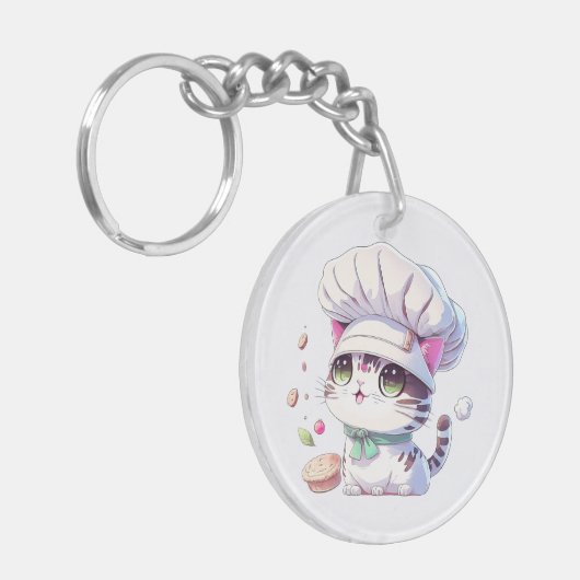 Niedlich Baker Konditorei Koch Katzenkätzchen mit Schlüsselanhänger (Vorderseite links)
