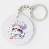 Niedlich Baker Konditorei Koch Katzenkätzchen mit  Schlüsselanhänger (Rückseite)