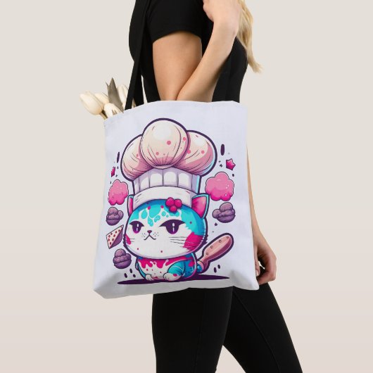Niedlich Baker Konditorei Koch Katzenkätzchen mit Tasche (Von Nahem)