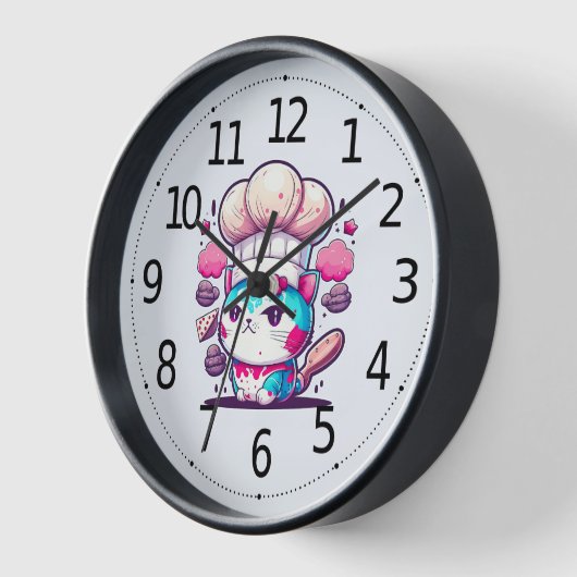 Niedlich Baker Konditorei Koch Katzenkätzchen mit  Uhr (Winkel)