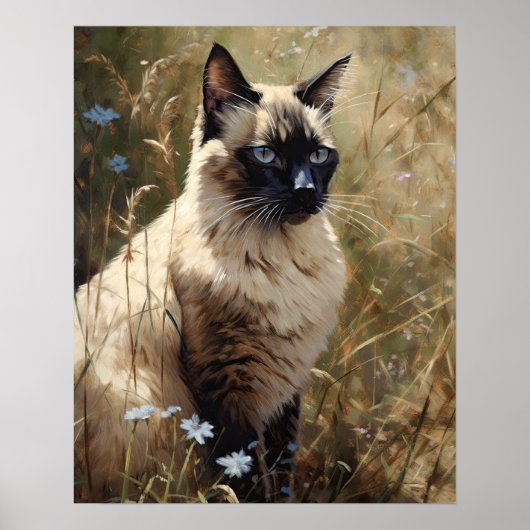 Niedlich balinesische Katzenkunst Print Poster (Vorne)