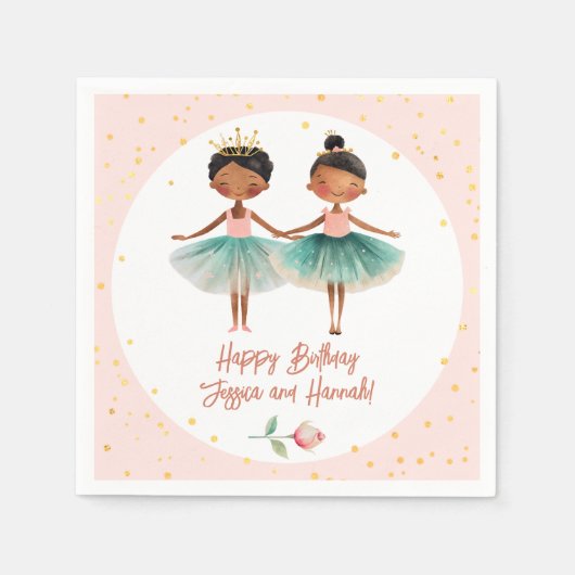 Niedlich Ballerina Ballett Rosa Doppelgeburt Serviette (Vorderseite)