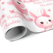 Niedlich Ballerina Bunnies Geburtsname Geschenkpapier (Rolleneckpunkt)