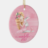 Niedlich Ballerina Bunny Personalisierter Name Wat Keramik Ornament (Rechts)