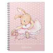 Niedlich Ballerina Bunny Rabbit Pink Tutu Polka Do Notizblock (Vorderseite)