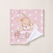 Niedlich Ballerina Bunny Rabbit Pink White Polka D Badhandtuch Set (Waschlappen)