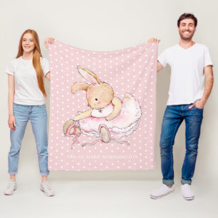 Niedlich Ballerina Bunny Rabbit Pink White Polka D Fleecedecke