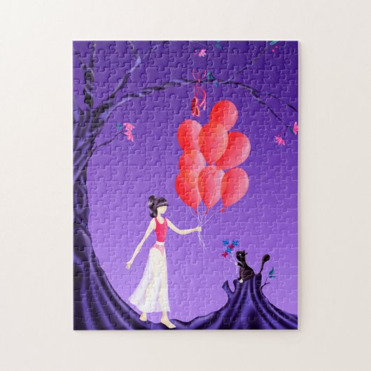 Niedlich Ballerina & Cat Night Sky Jigsaw Puzzle (Vertikal)