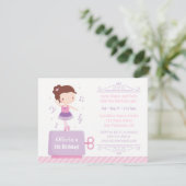 Niedlich Ballerina Girl Music Box Geburtstagsparty Einladung (Stehend Vorderseite)