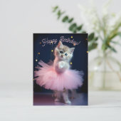 Niedlich Ballerina Kitten Happy Birthday Postkarte (Stehend Vorderseite)