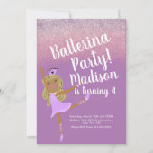 Niedlich Ballerina Party Doodle Einladung (Vorderseite)