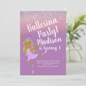 Niedlich Ballerina Party Doodle Einladung (Stehend Vorderseite)