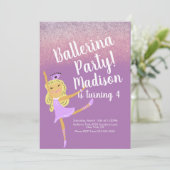 Niedlich Ballerina Party Doodle Einladung (Stehend Vorderseite)