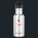 Niedlich Ballerina Personalisiert Name School Edelstahlflasche<br><div class="desc">Dieser niedliche personalisierte Name der Schulwasserflasche zeigt eine Aquarellbilder einer Ballerina mit schönen Blume. Ideal für Kindergarten,  Vorschul- oder Grundschule. Personalisieren Sie es mit dem Namen Ihres kleinen Mädchens in der Schrift Typografie.</div>