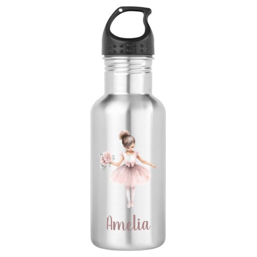 Niedlich Ballerina Personalisiert Name School Edelstahlflasche (Vorderseite)