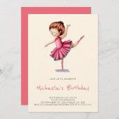 Niedlich Ballerina Pink Tutu Tanzschule Geburtstag Einladung (Vorne/Hinten)