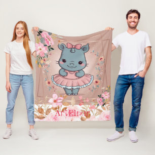 Niedlich Ballerina Rhinoceros Print Fleecedecke