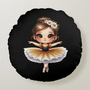 Niedlich Ballerina Rundes Kissen