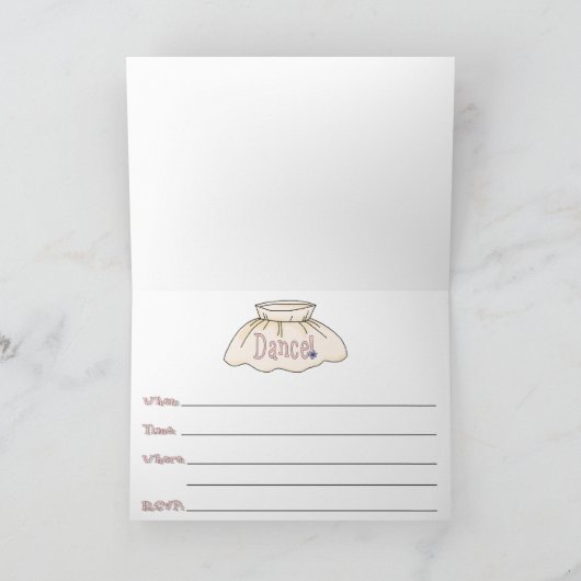 Niedlich Ballerina Tanz Einladung (Innenseite)