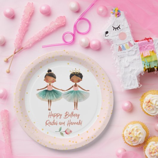 Niedlich Ballerinas Ballett Rosa Doppelgeburt Pappteller (Party)