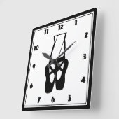 Niedlich Ballet Dancer Briefe & Slippers Quadratische Wanduhr (Winkel)