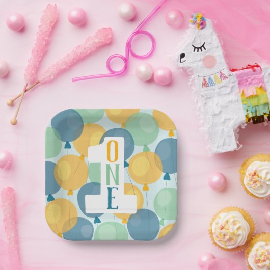 Niedlich Balloon First Birthday Paper Teller (Party)