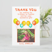 Niedlich Balloons Kinder Foto Geburtstag Dankeskarte (Stehend Vorderseite)