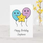 Niedlich Balloons Personalisiert Happy Birthday Ca Karte (Gelbe Blume)